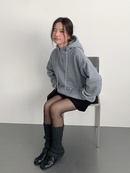 【LD11064】實拍慵懶灰色加絨加厚連帽寬鬆衞衣251209