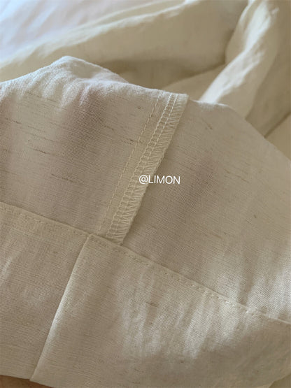 【L8213】實拍檸檬夏日老錢風亞麻背心+闊腿休閒褲 套裝250421