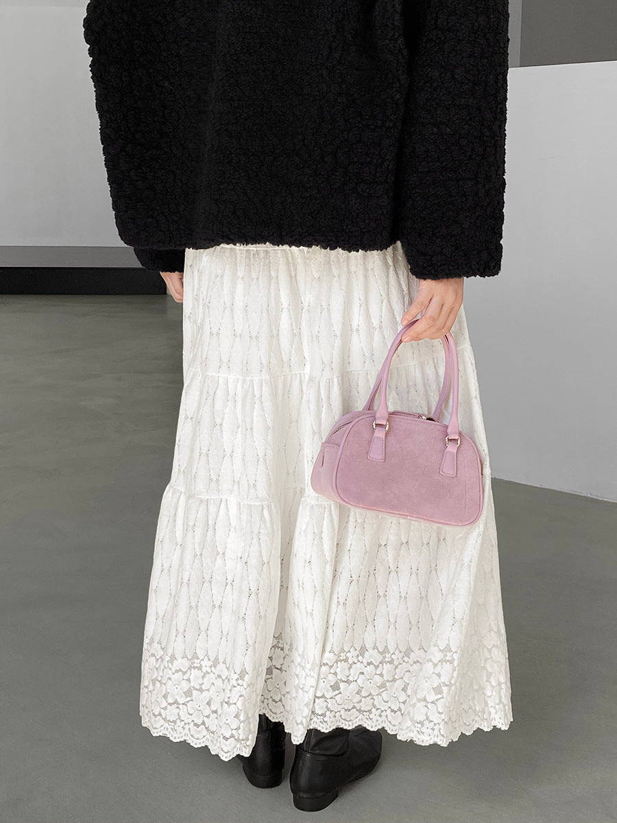 【cim6378】實拍冬日加厚蕾絲長裙251030