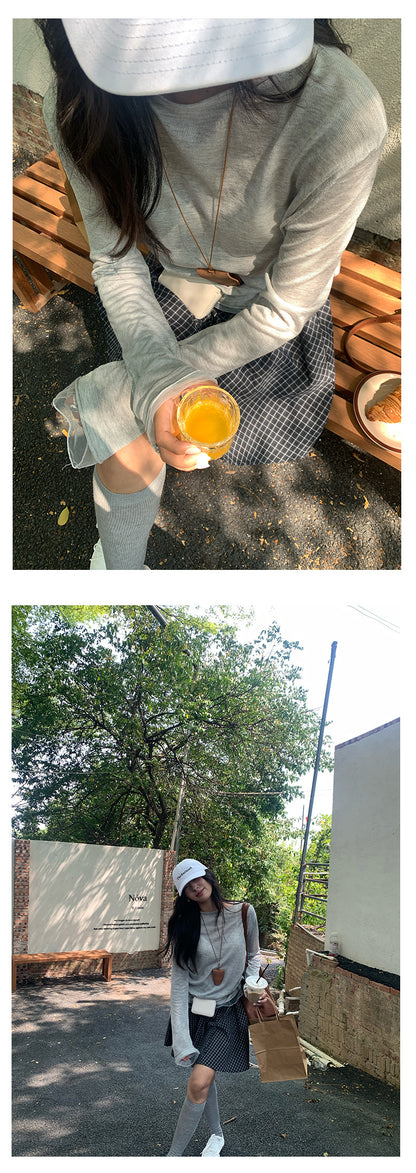 【H5171】實拍夏季休閒復古鬆緊腰格紋A字裙250407