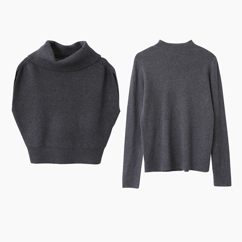 【LD11065】實拍半高領針織衫+針織背心251209