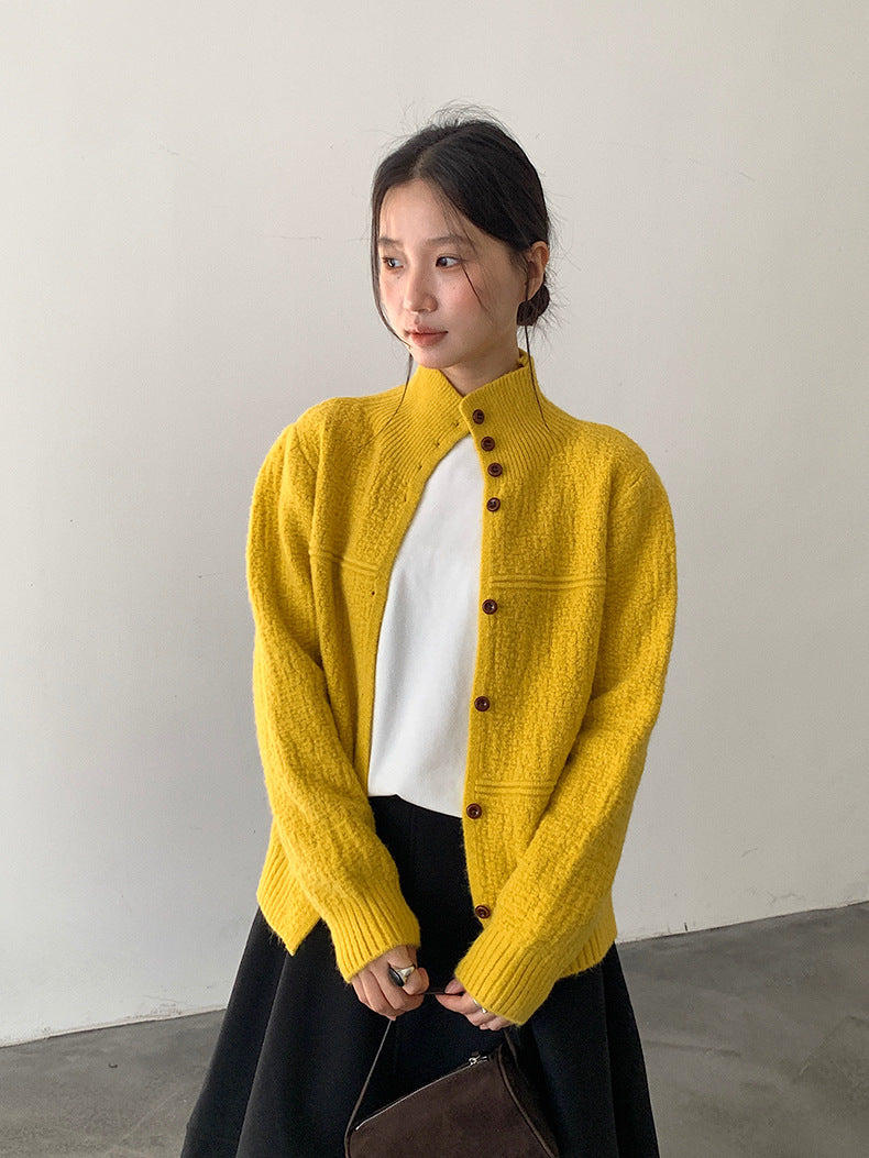 【LD11037】實拍高領開衫針織毛衣251202