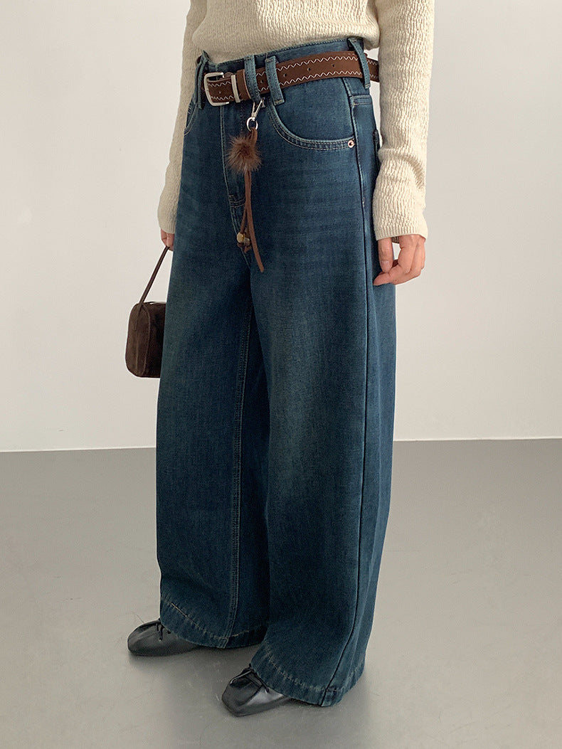 【LD11073】實拍S~XL保暖加絨加厚高腰直筒牛仔褲251209