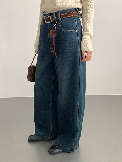 【LD11073】實拍S~XL保暖加絨加厚高腰直筒牛仔褲251209