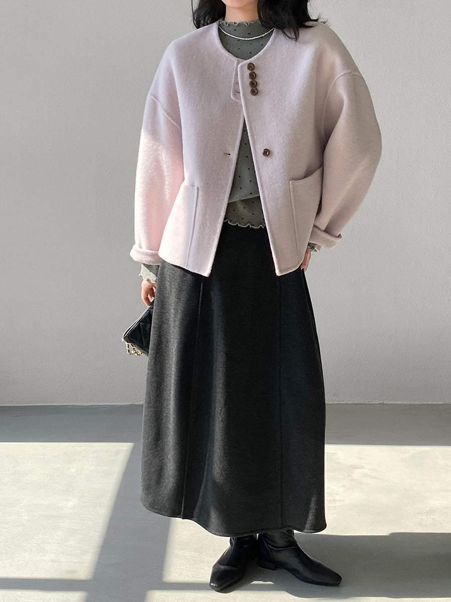 【cimz6392】實拍極簡內加絨加厚高腰毛呢長裙（羊毛3)251120