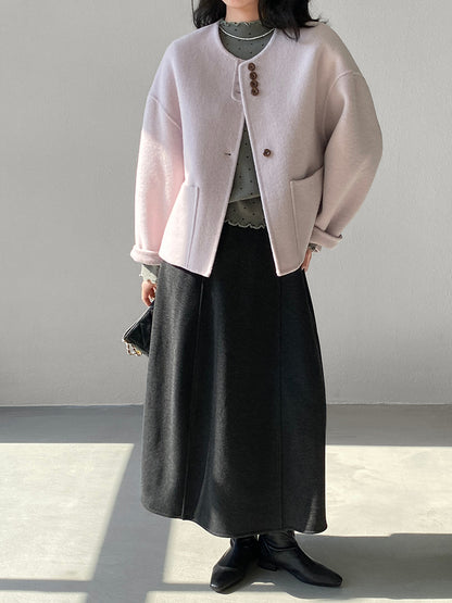 【cimz6392】實拍極簡內加絨加厚高腰毛呢長裙（羊毛3)251120