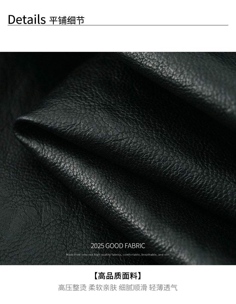 【H5398】實拍韓系高級感黑色皮衣西裝外套250902