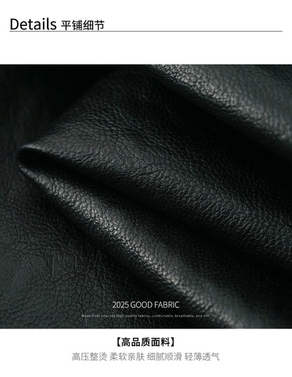 【H5398】實拍韓系高級感黑色皮衣西裝外套250902