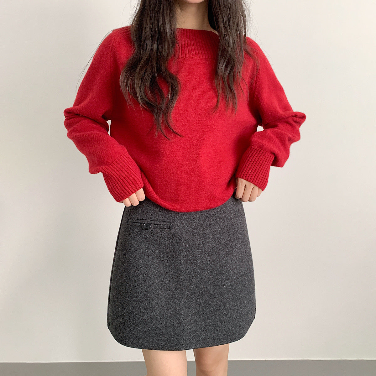 【LD11068】實拍S~XL加厚羊毛呢高腰a字短裙(羊毛10%)251209