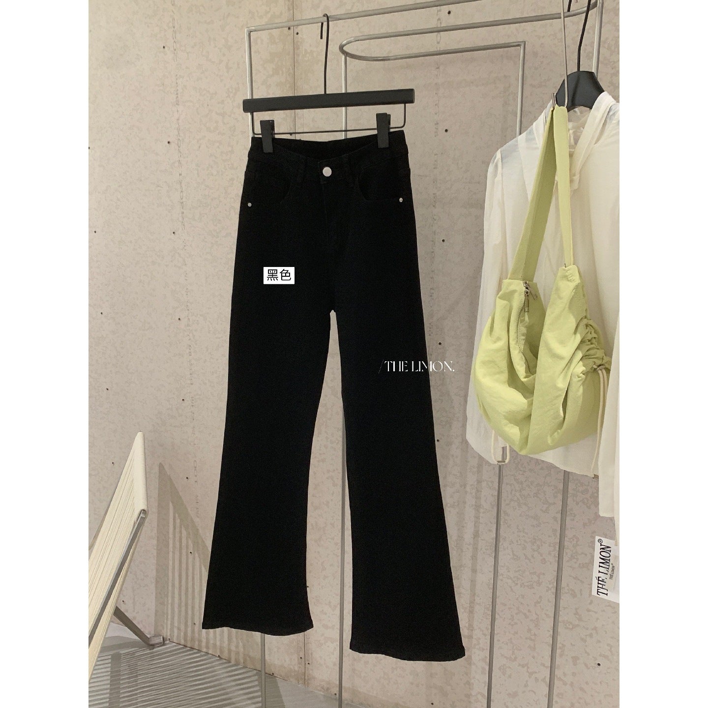 【LD2810】檸檬初秋新款韓系簡約風修身顯瘦休閒高腰微喇叭牛仔褲260728