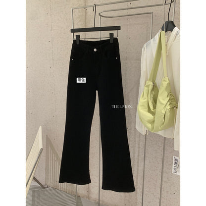 【LD2810】檸檬初秋新款韓系簡約風修身顯瘦休閒高腰微喇叭牛仔褲260728
