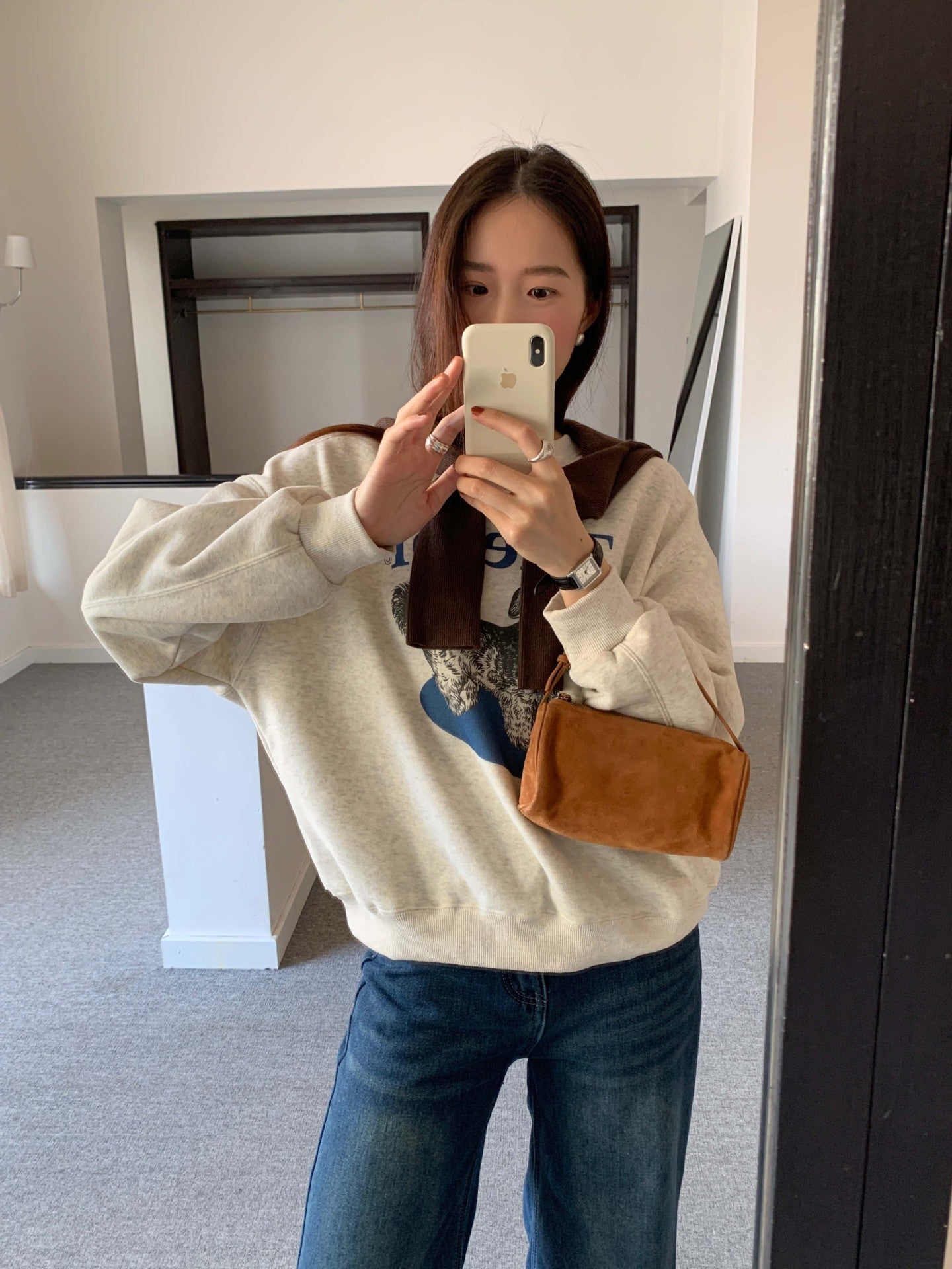 【H5496】實拍韓系小狗印花加絨厚棉衛衣251118