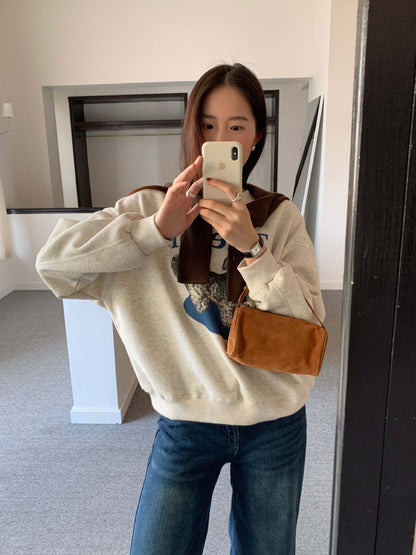 【H5496】實拍韓系小狗印花加絨厚棉衛衣251118