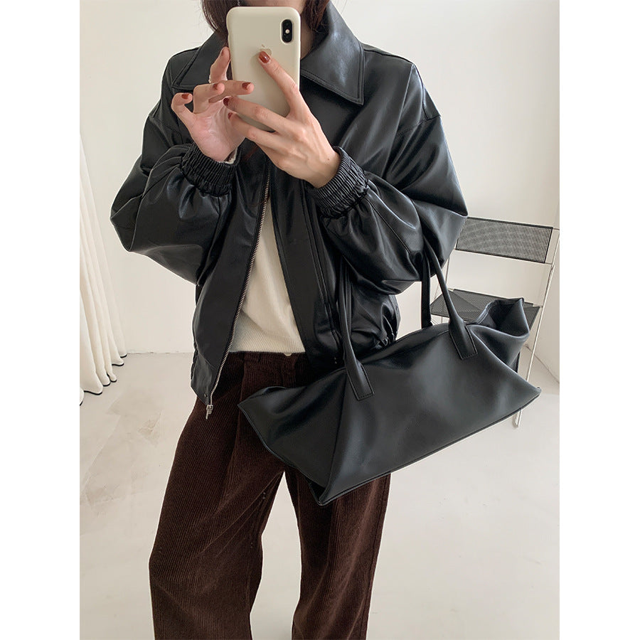 【H5480】實拍復古男友款PU皮外套251109