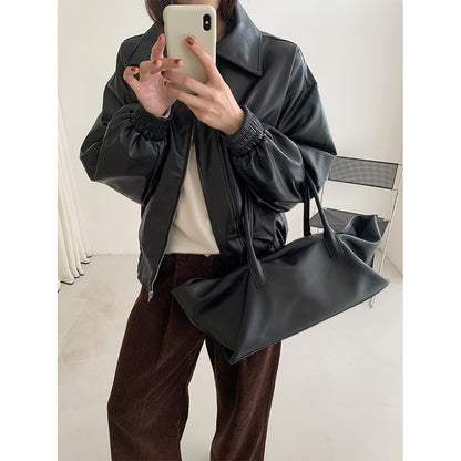 【H5480】實拍復古男友款PU皮外套251109