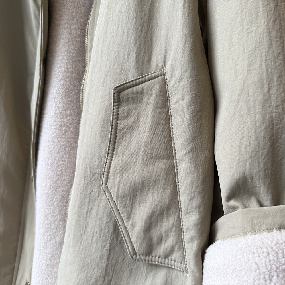 【Y82650】實拍立領帥氣內裡羊羔毛工裝外套251016