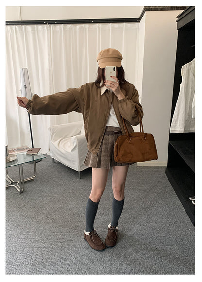 【H5492】實拍S~XL復古學院風磨毛百褶a字裙（內有安全褲）251109