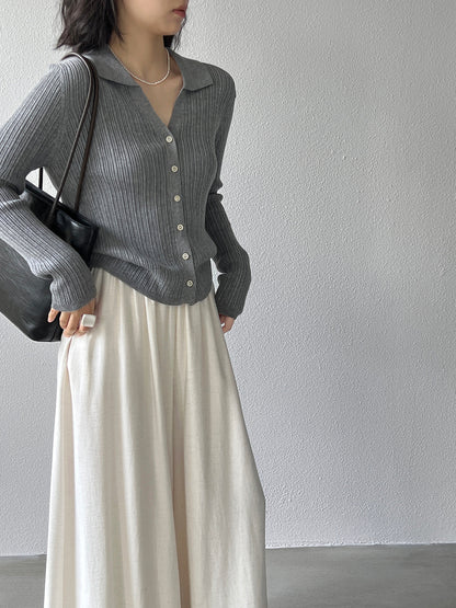 【cim6901】實拍慵懶紙片人polo領針織衫251030