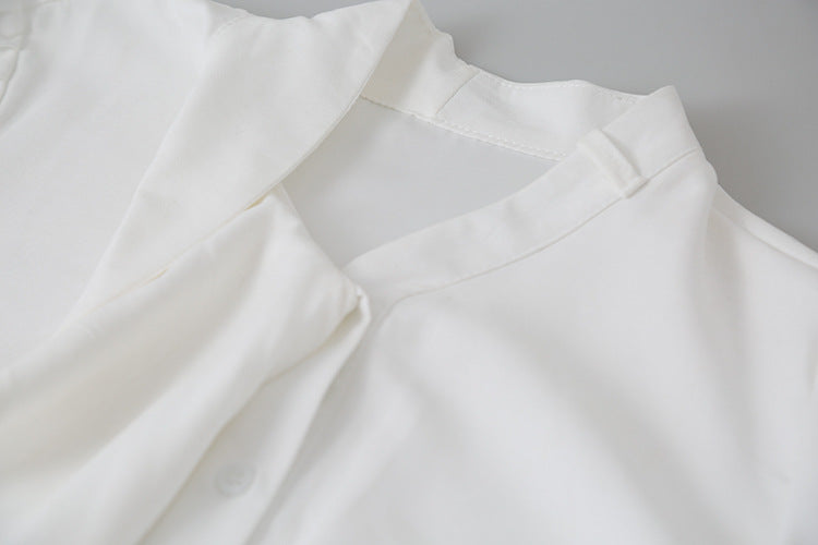 【LD3194】實拍秋冬個性立領飄帶襯衫251110