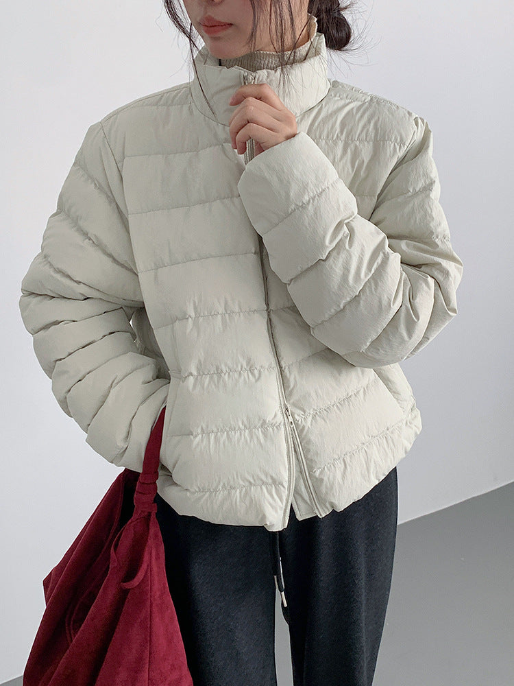 【LD11067】實拍簡約設計保暖立領含絨棉服外套（白鴨絨50%)
251209