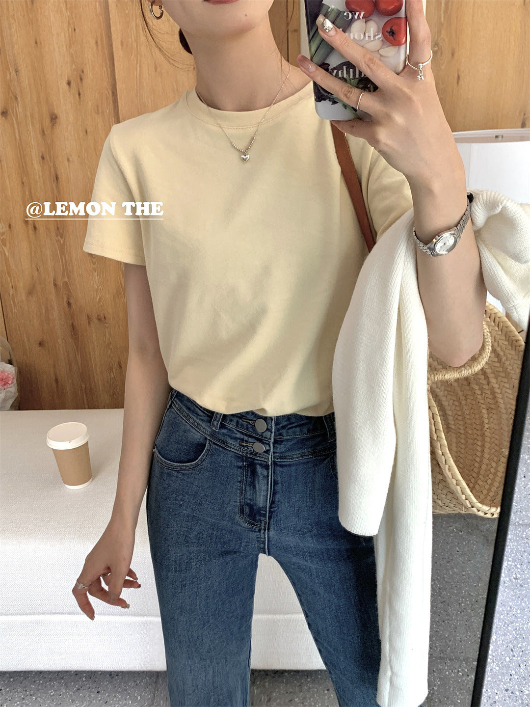 【L6096】檸檬春夏全員自留顯瘦純色t恤240223