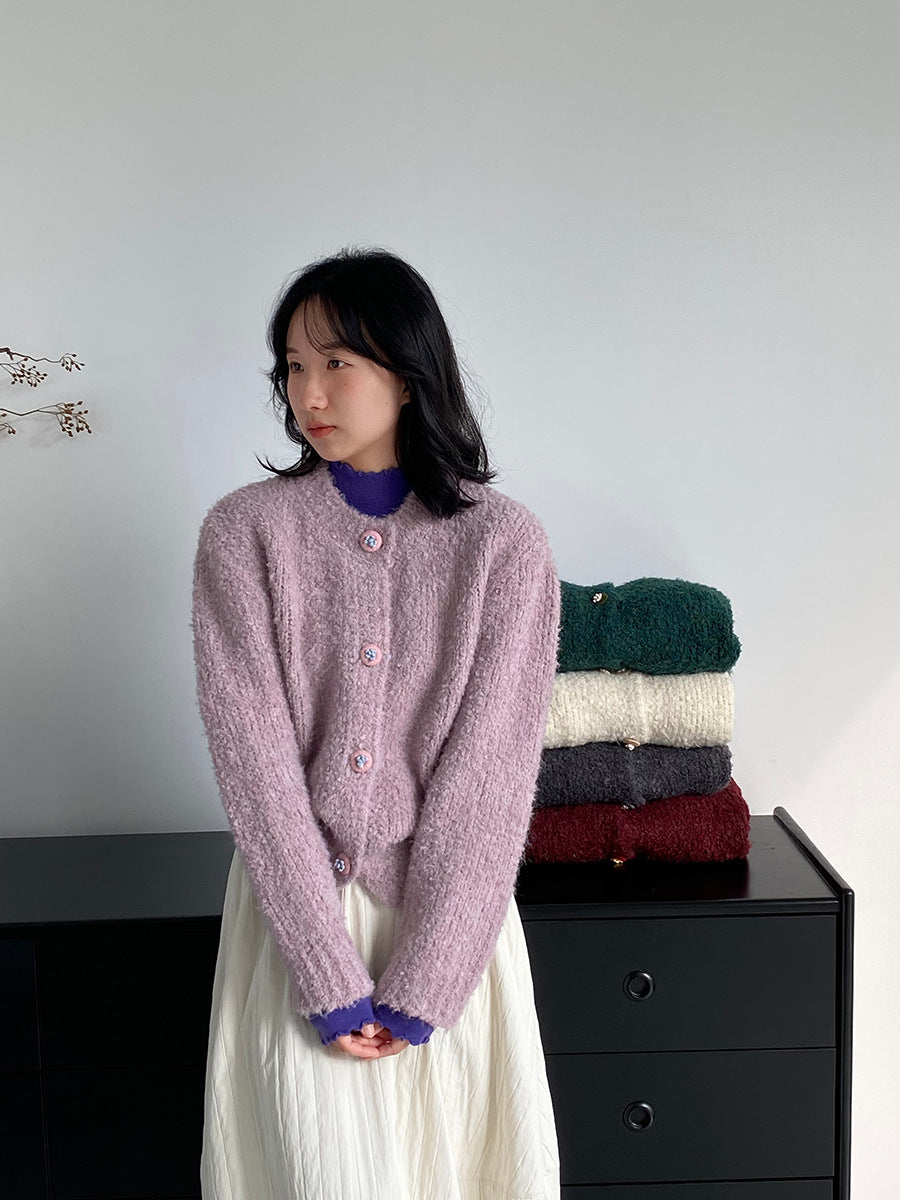 【cimz1391】實拍毛茸茸可愛羊毛針織毛衣開衫（羊毛14%)251201