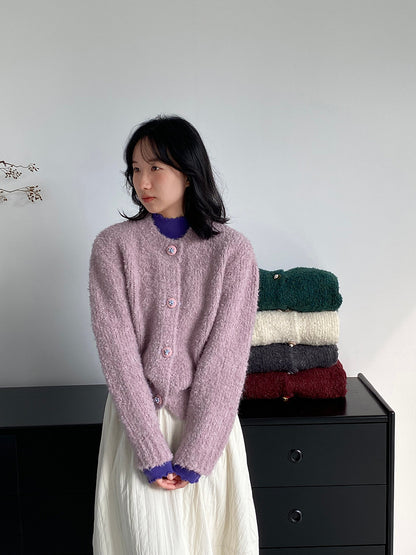 【cimz1391】實拍毛茸茸可愛羊毛針織毛衣開衫（羊毛14%)251201