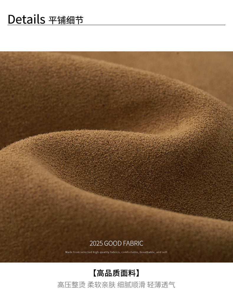 【H569】實拍復古個性皮革拼麂皮絨大衣外套＋麂皮肩背包251021