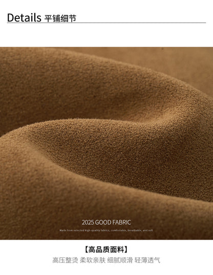 【H569】實拍復古個性皮革拼麂皮絨大衣外套＋麂皮肩背包251021