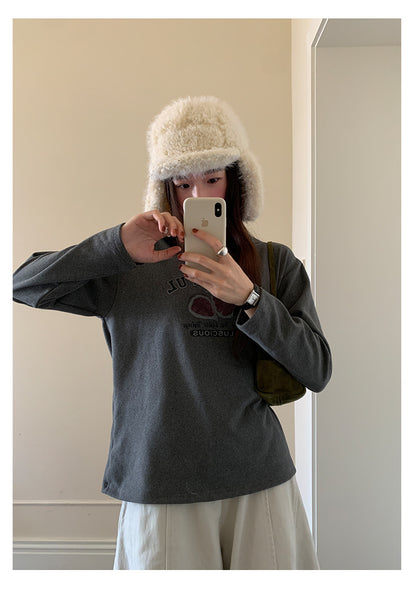 【H5497】實拍德絨加厚磨毛長袖T恤251118