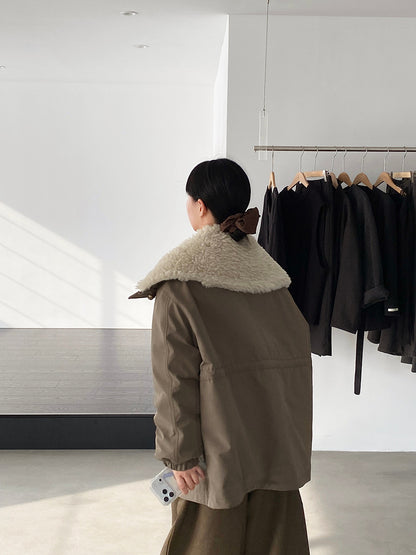 【cimz1727】實拍行走的火爐重工牛角扣大翻領工裝羽絨外套大衣(白鴨絨50)251120