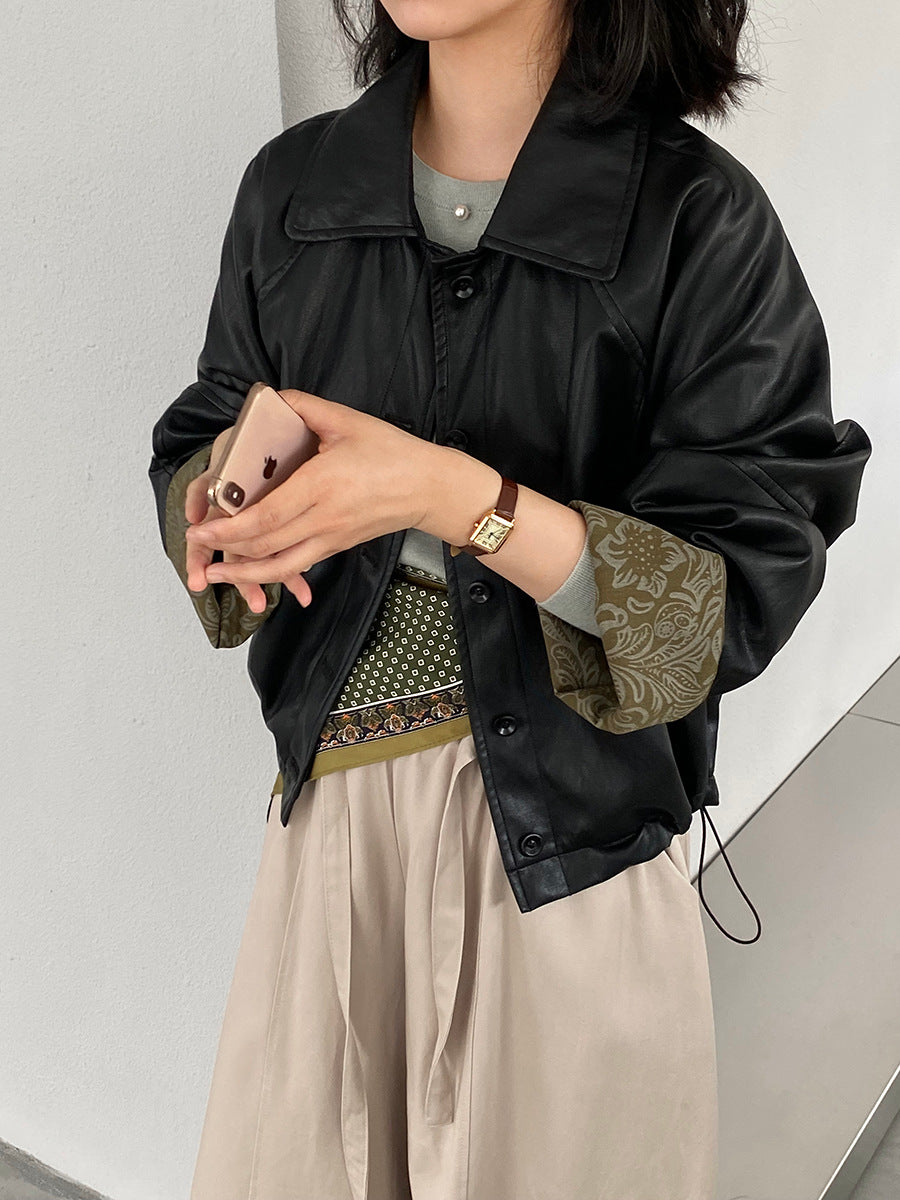 【cimz1667】實拍個性復古黑色工裝皮衣外套251120