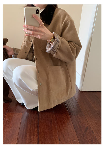 【H5500】實拍 復古燈芯絨加厚夾棉大衣外套251118