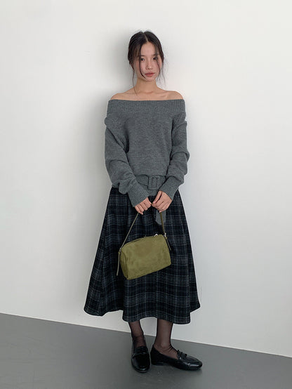 【LD11062】實拍慵懶高級感北極融針織毛衣（可拉一字肩）251209