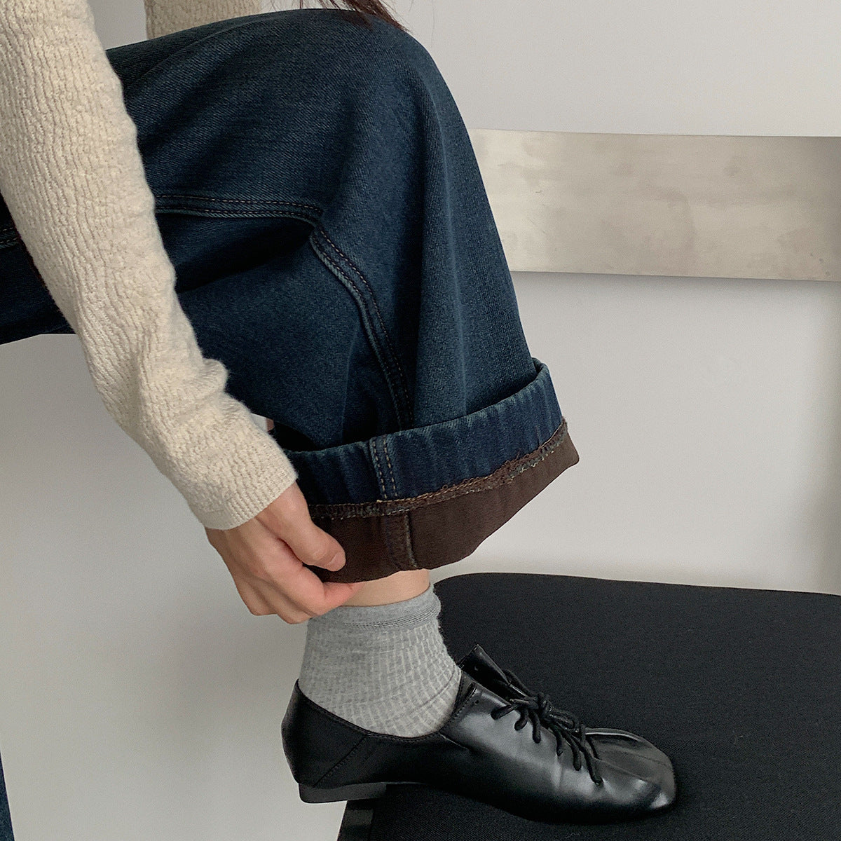 【LD11073】實拍S~XL保暖加絨加厚高腰直筒牛仔褲251209