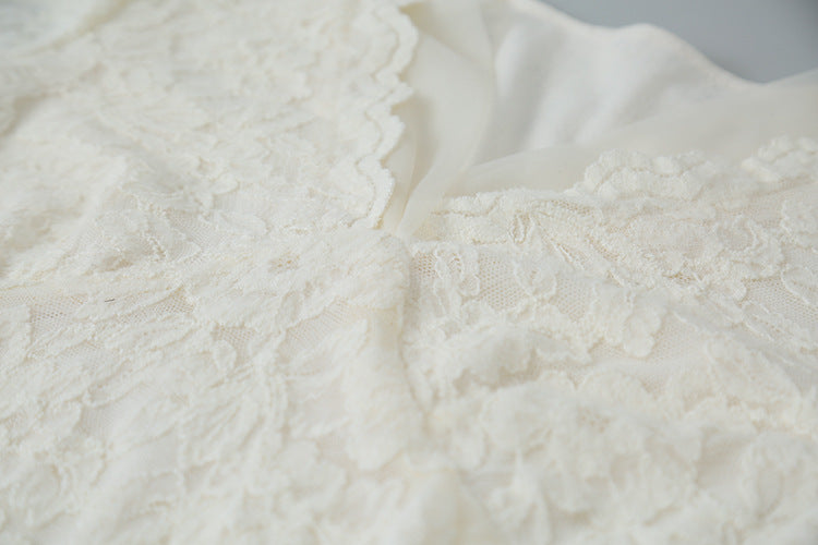 【LD3295】實拍法式喇叭袖加絨蕾絲衫251103