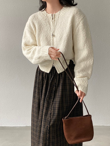 【cimz1386】實拍雙頭拉鍊羊毛保暖針織外套（羊毛34%)251201