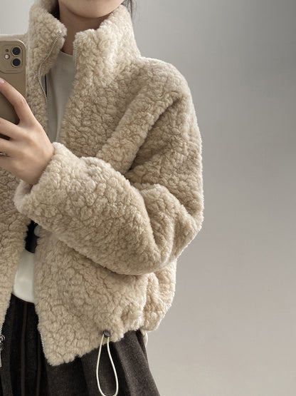 【YH8567】實拍冬天保暖厚款立领羊羔毛外套251113