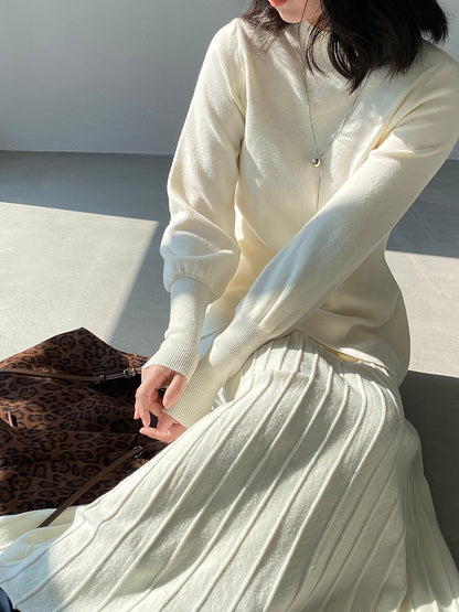 【cimz6652】實拍氣質半高領/V領燈籠袖極簡氣質針織衫251128