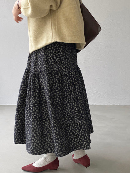 【cimz1729】實拍復古時髦碎花加絨長裙251128