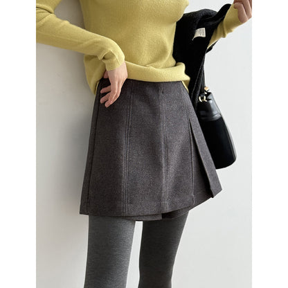 【Y82682】實拍冬季厚款毛呢高腰開叉裙褲 251106