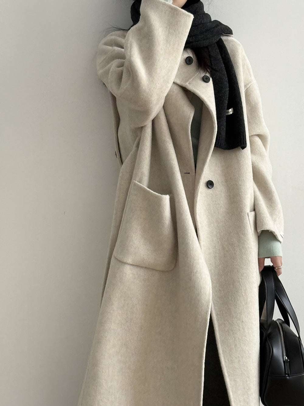 【Y25527】實拍高單質感雙面羊毛呢立領大衣（棉羊毛68%)251106