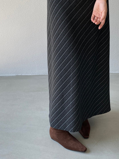 【cim2217】實拍時髦氣質斜紋高腰中長裙251030