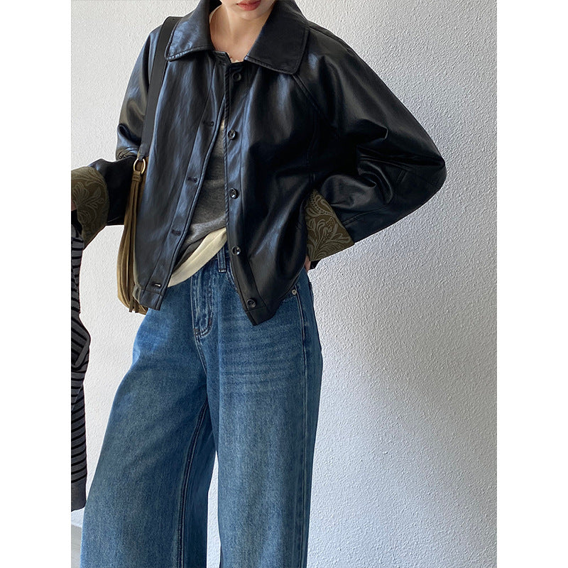 【cimz1667】實拍個性復古黑色工裝皮衣外套251120