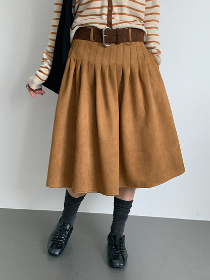 【LD11016】實拍冬季復古麂皮絨A字裙251110