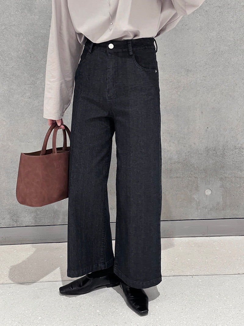 【cim6121】實拍超顯瘦顯腿直彈性九分黑色牛仔褲251030