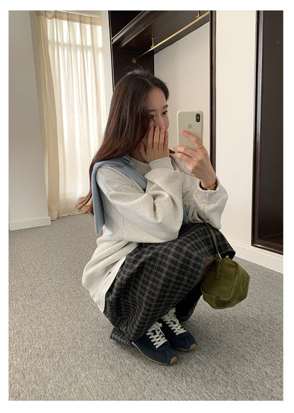 【H5502】實拍學院復古磨毛格子百褶A字裙251118