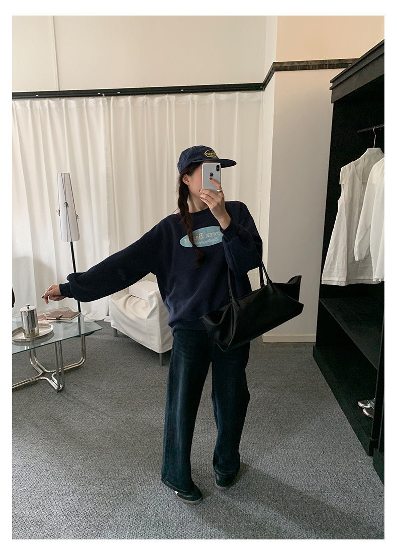 【H5478】實拍秋冬韓國質感刺繡棉質舒適衞衣251109