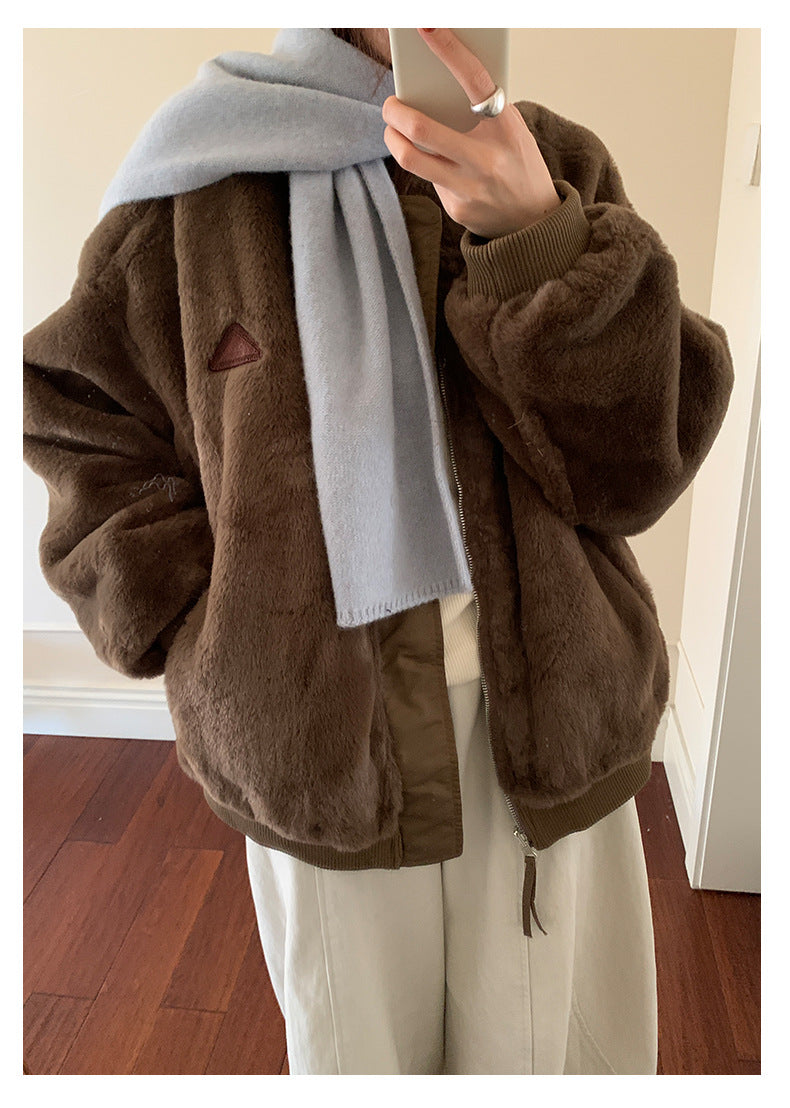 【H5526】實拍兩面穿|絨毛加厚棉服風衣外套251125