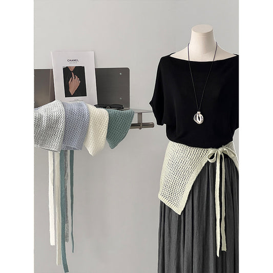 【cimzF619】實拍時髦女孩必備🔥高腰顯瘦疊穿鏤空針織層次外搭裙260409